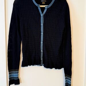 Vintage Grace Dane Lewis Black & Blue Cardigan Sweater